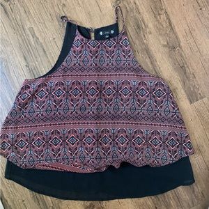 Aztec patterned flowy tank with black underlay (Juniors)